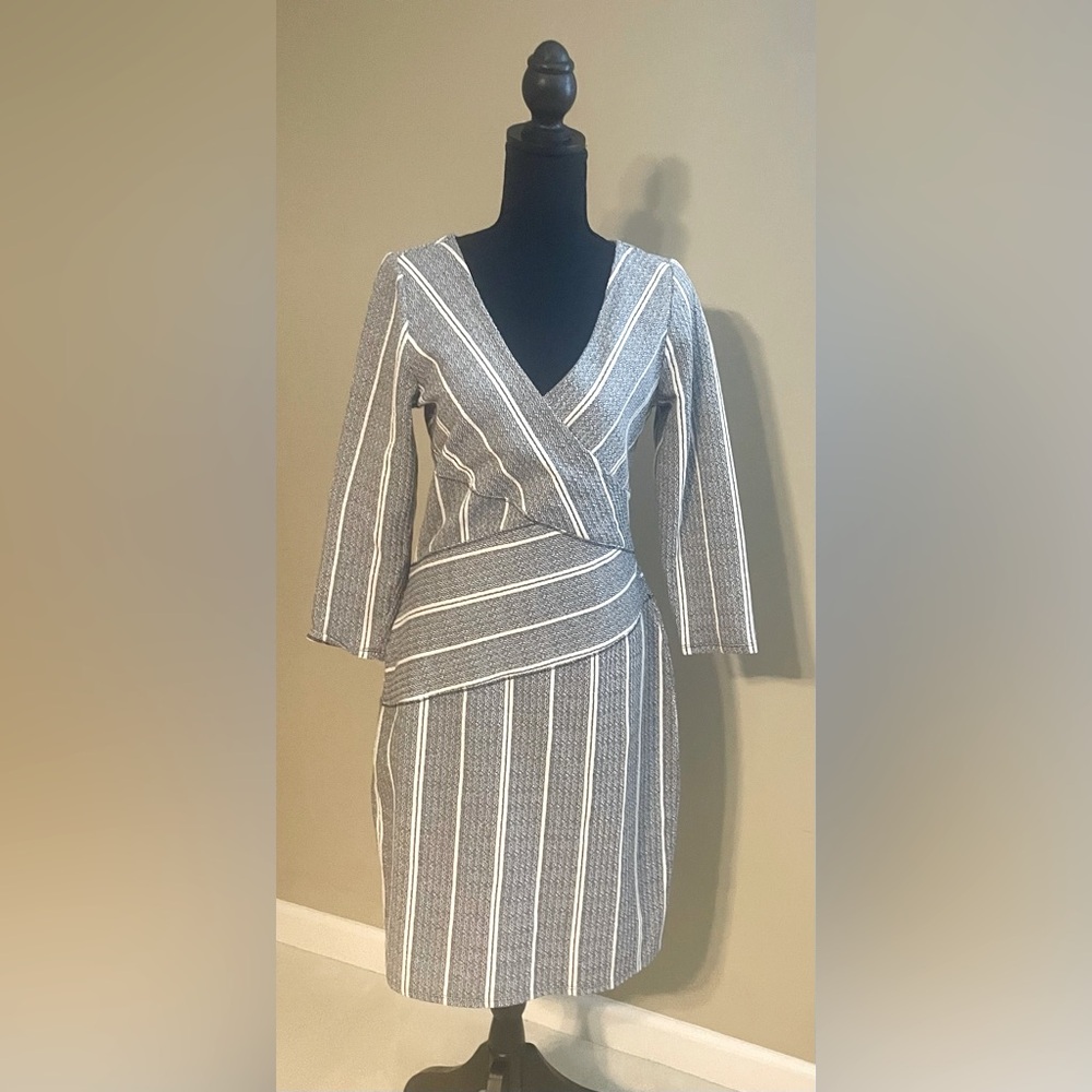 Anthropologie Maeve Bodycon Dress Navy & White Size Medium